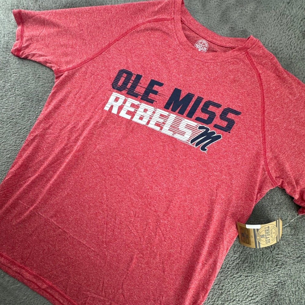 Rivalry Threads Ole Miss‎ Rebels Mens Large Red Heather Raglan T-Shirt NWT